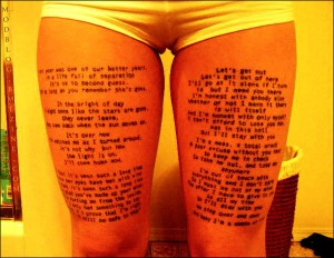 The girl above chose song lyrics, from “New Found Glory” on one ...