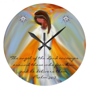 psalm_bible_verse_angel_painting_wall_clock ...