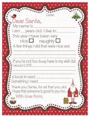 Printable Dear Santa letter US Letter Size by Rock Maple Sugar on Etsy ...