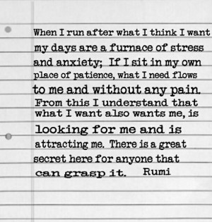 believe what Rumi is referring to is really just pursuing God and ...