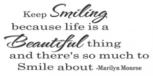 Details about Marilyn Monroe Quote Wall Sticker - Keep Smiling - Wall ...
