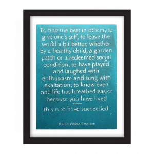 POSTER - Ralph Waldo Emerson - Success quote - This is to have ...
