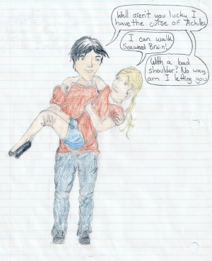 percy carries annabeth by 9thMuse