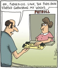 Payroll humor from the Argyle Sweater. More