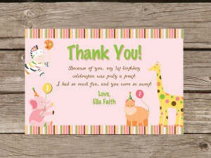 Wording First Birthday Thank You Cards