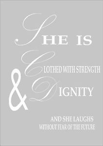 ... Clothed-With-Strength-And-Dignity-Proverb-31-25-Quote-Print-Poster-A4