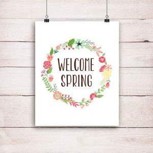 Welcome Spring Art Printable Spring Decor by OnlyPrintableArts