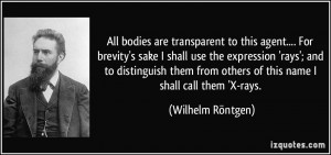 ... from others of this name I shall call them 'X-rays. - Wilhelm Röntgen
