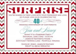 Surprise Anniversary Party Invitations and Wording Ideas