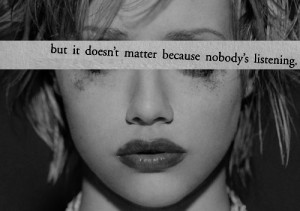 red girl quote tumblr quotes white hurt black lips cry listen mascara ...