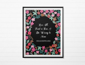 Shakespeare Quote Printable - Wisdom Quote Art - Floral on Black ...