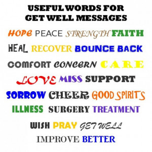Use this list of powerful and common words for a get well soon card ...