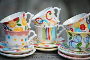 Mad Hatter Tea Party Child Sized Handpainted Cup And Saucer