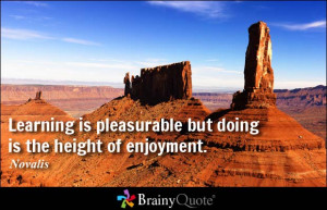 ... is pleasurable but doing is the height of enjoyment. - Novalis