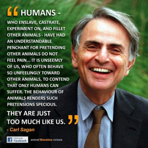 Quote from the late, great scientist Carl Sagan about how humans treat ...