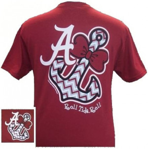 ... Girl Short Sleeve T-Shirt “Alabama (Crimson Tide) Bow Tie Anchor