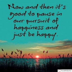 ... it’s good to pause in our pursuit of happiness and just be happy