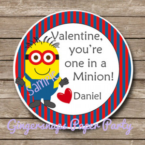 - Minion Valentines Day Favor Tag - Party Favor Tags - Classroom ...
