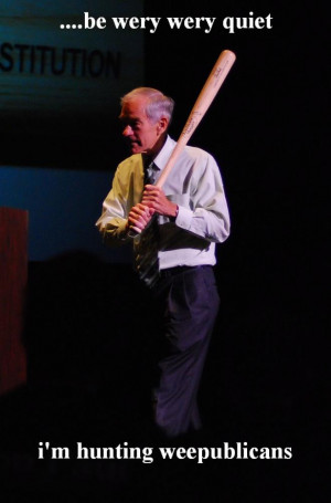 Ron Paul is a crazy, racist conspiracy loon.-ron-paul-holding-baseball ...
