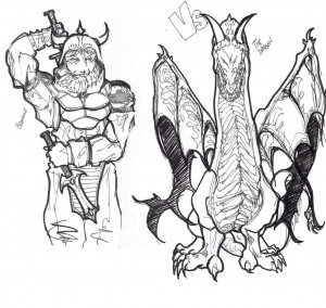 Simple Beowulf Drawings Beowulf vs the dragon (2002) by la-nora