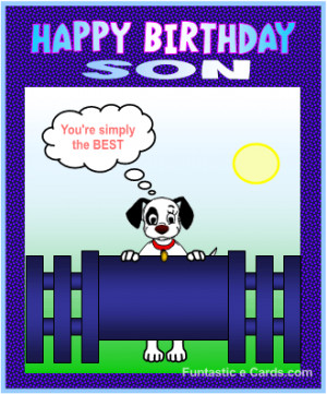 card with cute puppy dog birthday greetings for son