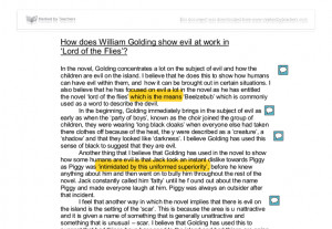 How does William Golding show evil at work in Lord of the Flies?