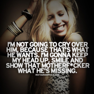 Im Not Going To Cry Over Him Quote Graphic