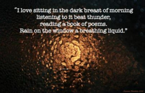 sitting in the dark breast of Morning listening to it beat thunder ...