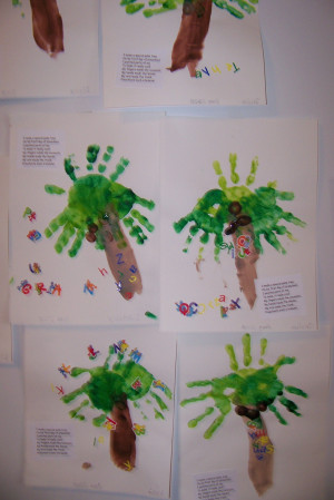 ... palm tree On my first day of preschool. I painted parts of me To make