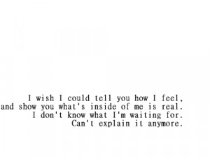 wish i could tell you how i feel, and show you what’s inside of me ...