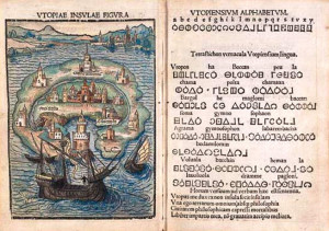 Woodcut map from the 1516 edition of Utopia.