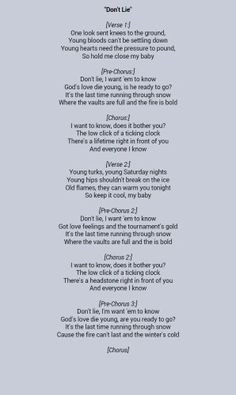 Vampire Weekend Lyrics- Don't Lie... One of my new favorite songs More