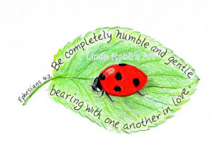 Scripture Art Ladybug Inspirational Bible Verse by LindaRobbsArt