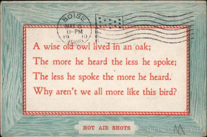 wise old owl lived in an oak Phrases amp Sayings