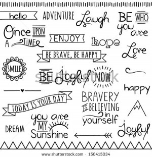 Vector Collection of Hand Inspirational Drawn Words and Phrases