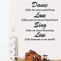 Removable Dance Love Wall Stickers Quotes and Sayings Decorative Wall ...