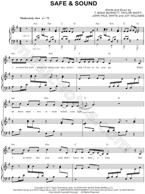 found digital sheet music for Safe & Sound at Musicnotes