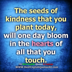 the seeds of kindness that you plant today will one day bloom in the ...