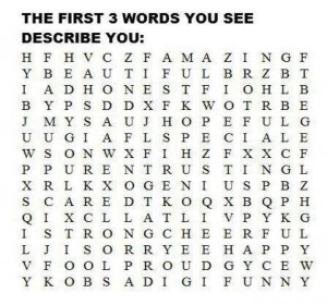Amazing word search – First 3 words you see describe you