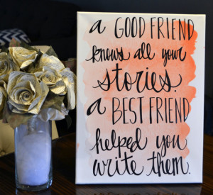 Watercolor Friendship Quote Canvas Painting Blush Pink Good Friend ...