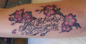 Cherry Blossom Tattoo With Quote