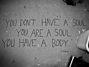 You don’t HAVE a soul, you ARE a soul. You have a body.~ C.S. Lewis