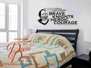 BRAVE Knights and HEROIC Courage, quote by CS Lewis, Vinyl Wall Decal