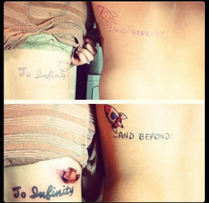 Toy Story Tattoo. I like the hat for woody and the space ship to ...