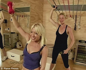 Working out: Gwyneth in the gym with fitness guru Tracy Anderson, whom ...