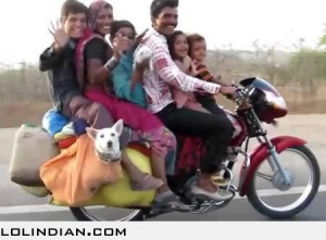 Big indian family on bike