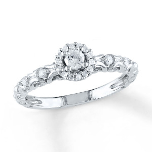 Email Diamond Promise Ring 1/4 ct tw Round-cut Sterling Silver