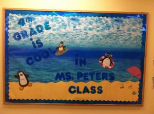 Penguin / beach theme bulletin board for beginning of the year