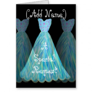CUSTOM NAME - Bridesmaid TURQUOISE BLUE Dress Greeting Cards