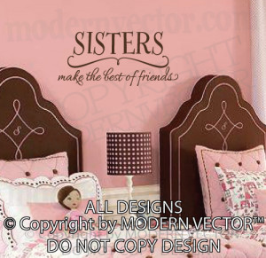 Details about SISTERS Best Friends Quote Vinyl Wall Decal Lettering ...